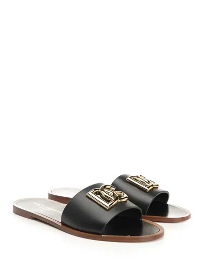 Dolce & Gabbana Ciabatta Flat Vitello Liscio Scarpe Basse Black