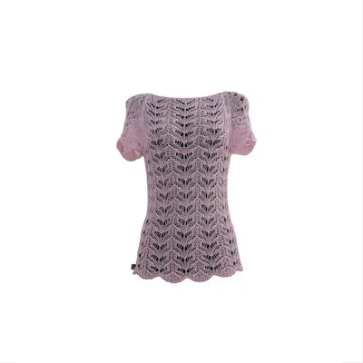 Süel Knitwear Women's Pink / Neutrals Short-sleeved Twin-lace Sweater Baby Rosa