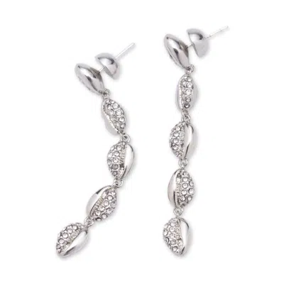 Classicharms Women's Lucia Silver Cascade Pavé Crystals Shell Drop Earrings In Silver
