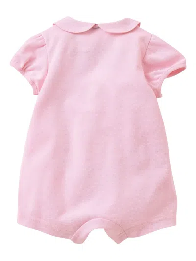 Familiar Peter Pan-collar Embroidered Romper In Pink