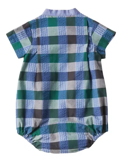 Familiar Checked Wrap Bodysuit In Blue