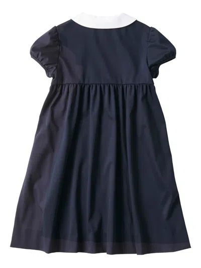 Familiar Peter Pan-collar Embroidered Dress In Blue