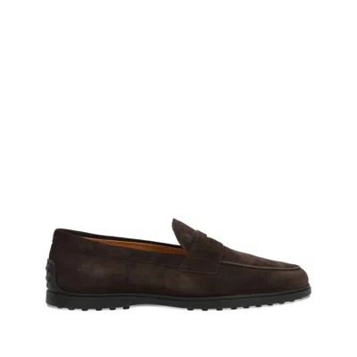 Tod's Suede Gomma Leggero Loafers In Brown