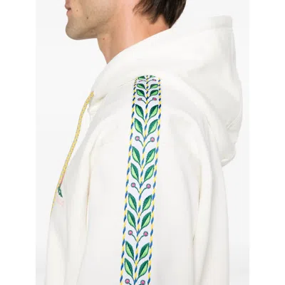 Casablanca Zip-up Hooded Sweatshirt With Patterned Accents In White