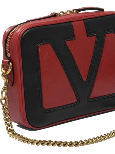 Valentino Red And Black Leather Crossbody Bag In Red
