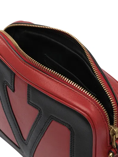 Valentino Red And Black Leather Crossbody Bag In Red