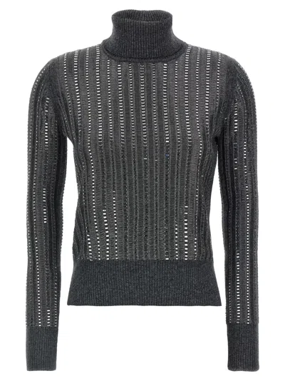 Ermanno Scervino Crystal Sweater Sweaters And Cardigans Gray In Black