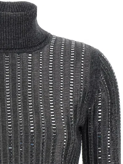 Ermanno Scervino Crystal Sweater Sweaters And Cardigans Gray In Black