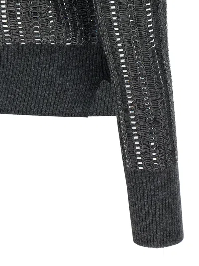 Ermanno Scervino Crystal Sweater Sweaters And Cardigans Gray In Black