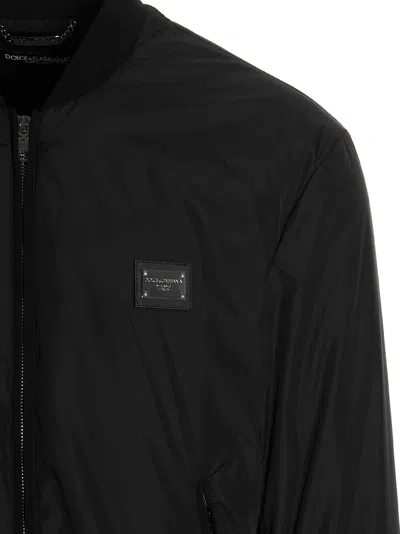 Dolce & Gabbana Dg Essential Puffer Jackets Black In Black