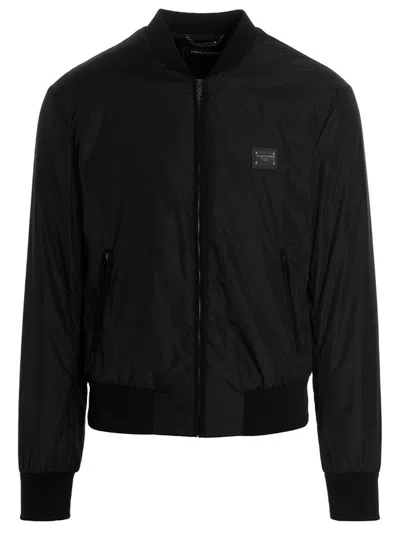 Dolce & Gabbana Dg Essential Puffer Jackets Black In Black