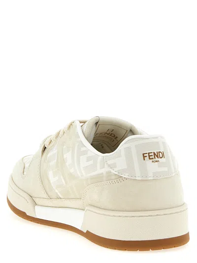 Fendi Match Ff Jacquard And Leather Sneakers In Neutral