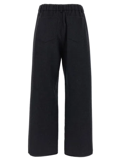 Brunello Cucinelli Wide Leg Flannel Trousers In Blue