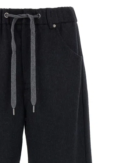 Brunello Cucinelli Wide Leg Flannel Trousers In Blue