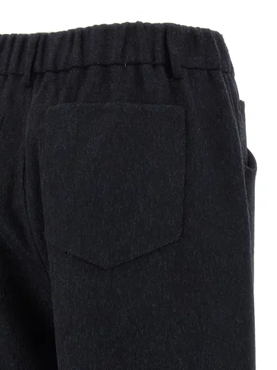 Brunello Cucinelli Wide Leg Flannel Trousers In Blue