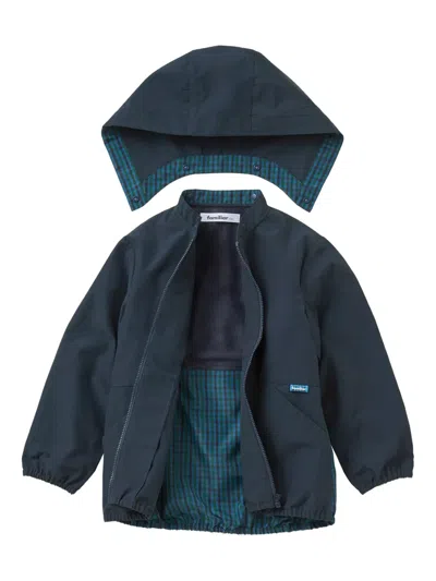 Familiar Checked-print Hooded Jacket In Blue