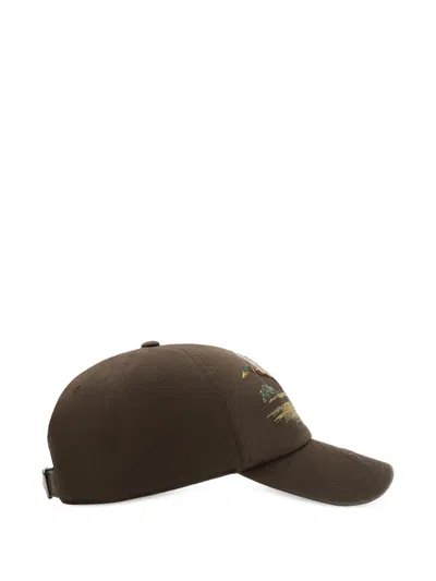 Burberry Duck Gabardine Baseball Cap Juniper In Brown