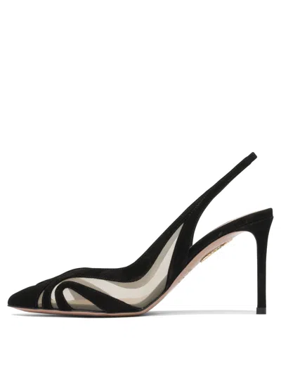 Aquazzura Mesh Panel Pointed Toe Stiletto Heel Pumps