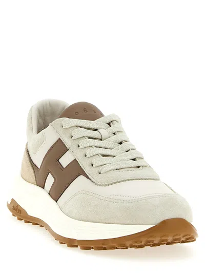 Hogan Lightweight Sneakers With Cushioned Collar And Suede Panels In Neutral