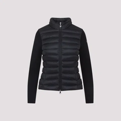 Moncler Padded Jacket With Knitted Sleeves In Black
