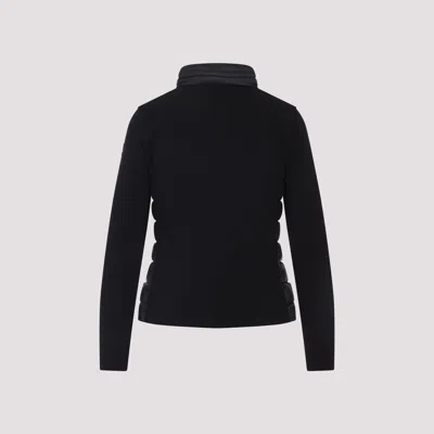 Moncler Padded Jacket With Knitted Sleeves In Black