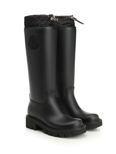 Moncler Kickstream High Rain Boots, Women, Black, Size: 41