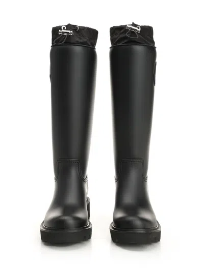 Moncler Kickstream High Rain Boots, Women, Black, Size: 41