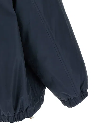 Brunello Cucinelli Puffer Jackets With Hood And Pockets In Blue