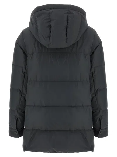 Brunello Cucinelli Knitted Neck Down Jacket Puffer Jackets Gray In Black