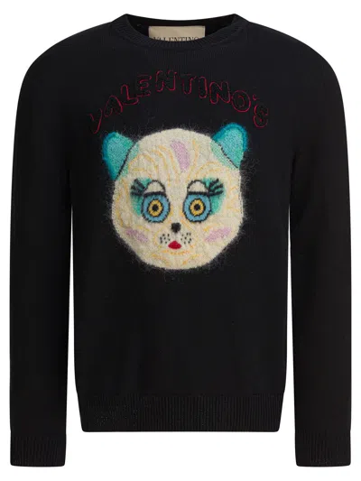 Valentino Garavani Sweater With Le Chat De La Maison Patch In Black