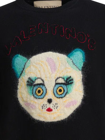 Valentino Garavani Sweater With Le Chat De La Maison Patch In Black
