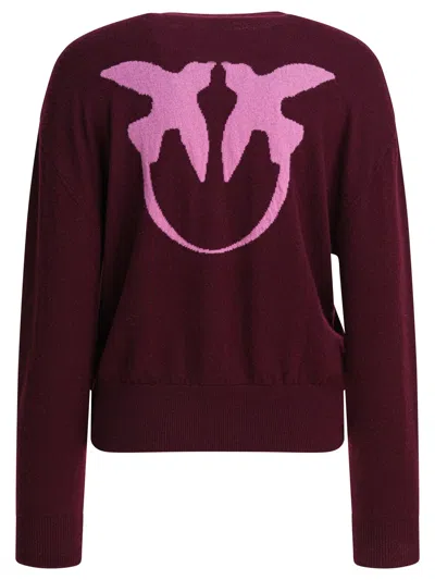 Pinko Wool And Cashmere Logo Sweater In Red