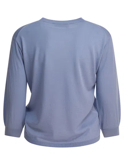 S Max Mara Crew Neck Knitwear Ribbed Finish In Blue