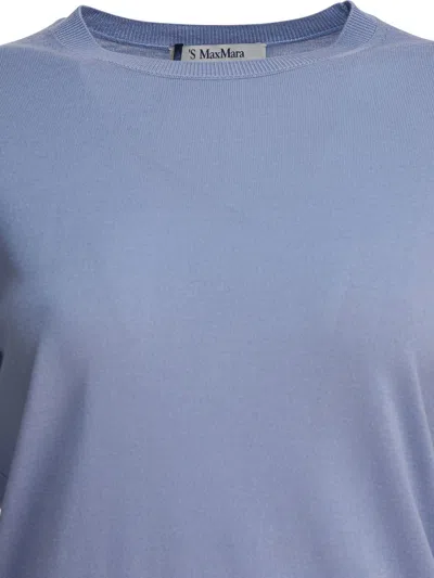 S Max Mara Crew Neck Knitwear Ribbed Finish In Blue