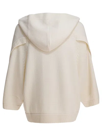 Max Mara Knitwear With Buttoned Hood And Relaxed Fit In Neutral