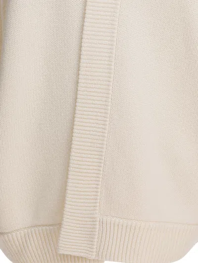 Max Mara Knitwear With Buttoned Hood And Relaxed Fit In Neutral