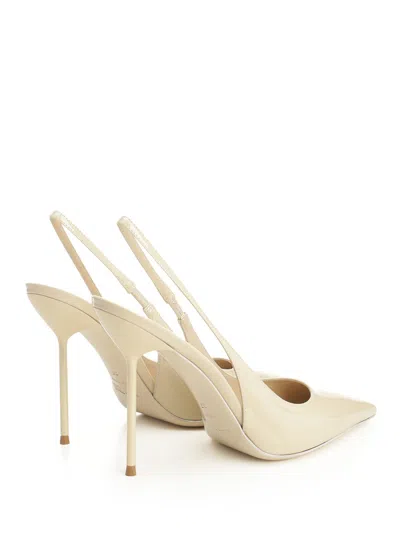 Paris Texas Lidia Slingback Patent Pumps Beige In White