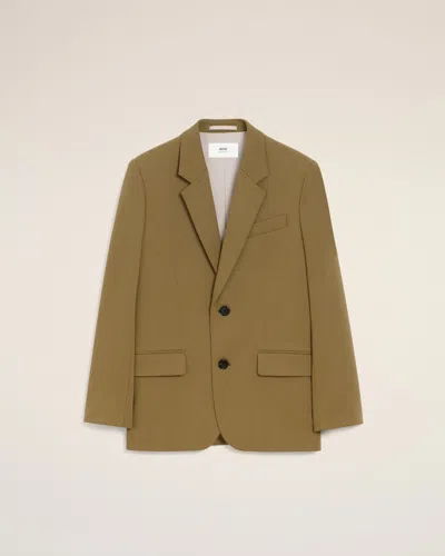 Ami Alexandre Mattiussi Green Wool Loose Single Breasted Jacket Green In Brown