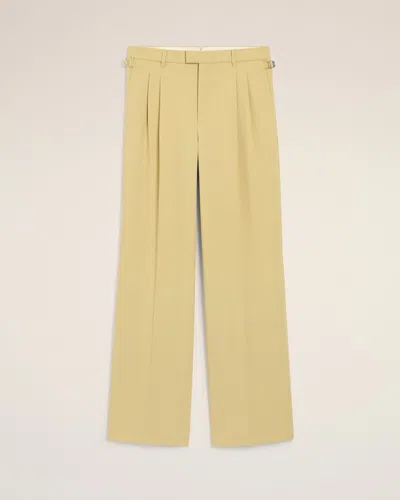 Ami Alexandre Mattiussi Green Wool Low Waist Wide Trousers Yellow In Yellow