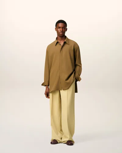 Ami Alexandre Mattiussi Green Wool Low Waist Wide Trousers Yellow In Yellow