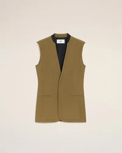 Ami Alexandre Mattiussi Green Wool Sleeveless Jacket  Green In Green