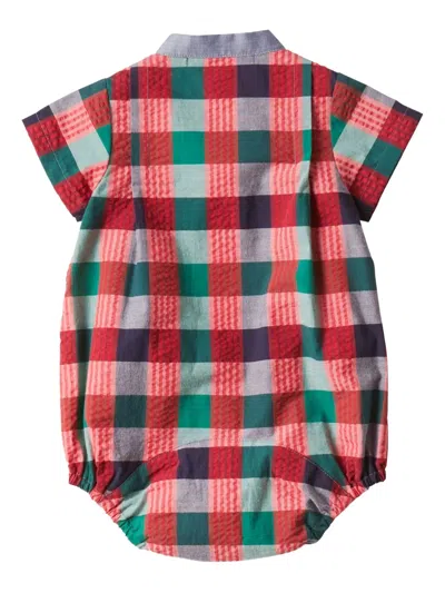 Familiar Checked Wrap Bodysuit In Red