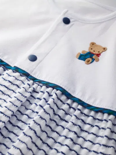 Familiar Bear-embroidered Romper In Blue