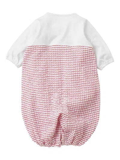 Familiar Bear-embroidered Striped Romper In Pink