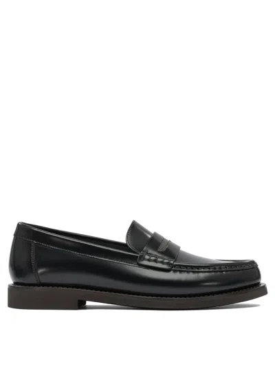 Brunello Cucinelli Women Leather Loafers With Jewel Detailing In Animal Print
