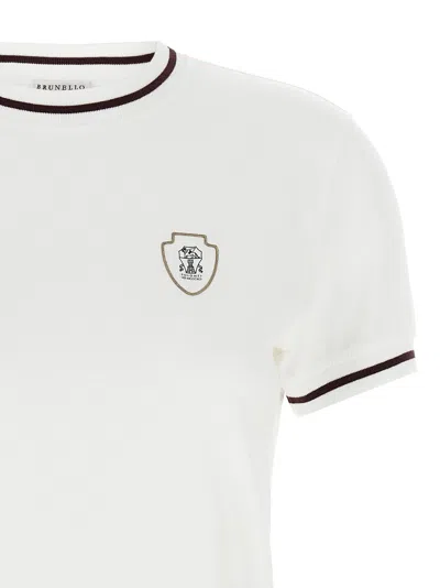 Brunello Cucinelli Embroidered-detail Cotton T-shirt In White