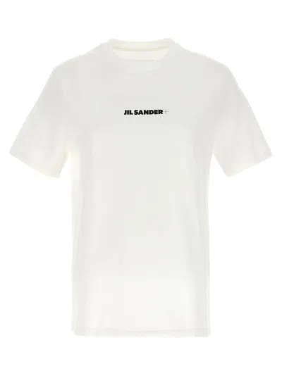 Jil Sander Cotton T-shirt With Front Printed Logo In White