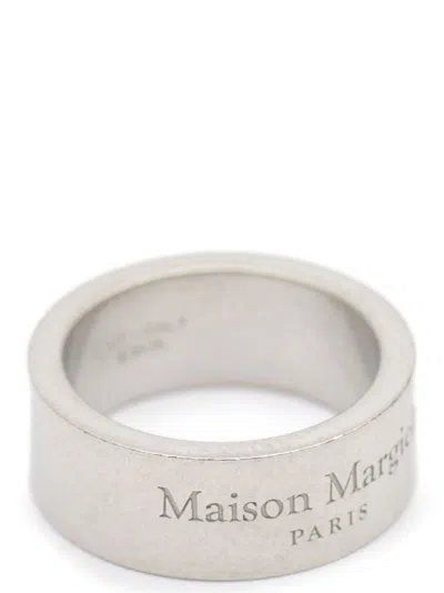 Maison Margiela Engraved Silver Ring With Polished Finish In Neutral