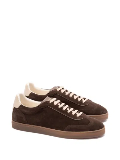 Brunello Cucinelli Men Suede Leather Sneakers In Brown