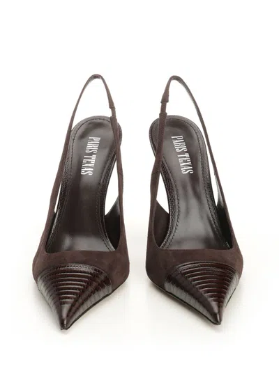 Paris Texas Miranda Slingback 105 Suede And Printed Lizard Pumps Brown